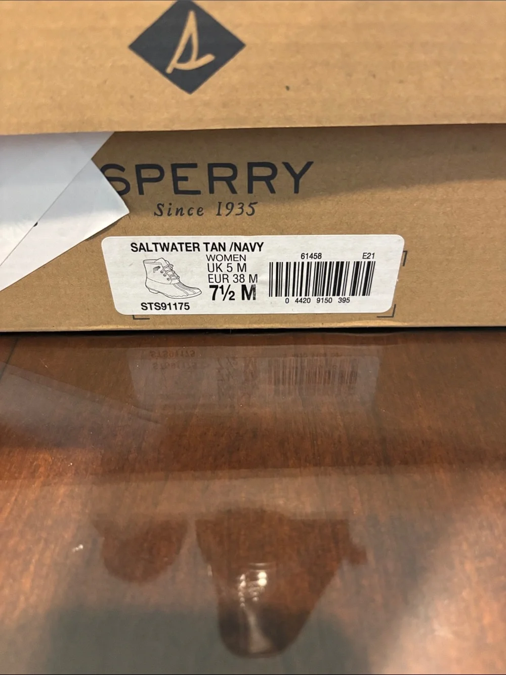 Sperry Saltwater Navy Blue and Brown Women's Winter Rain Duck Boots